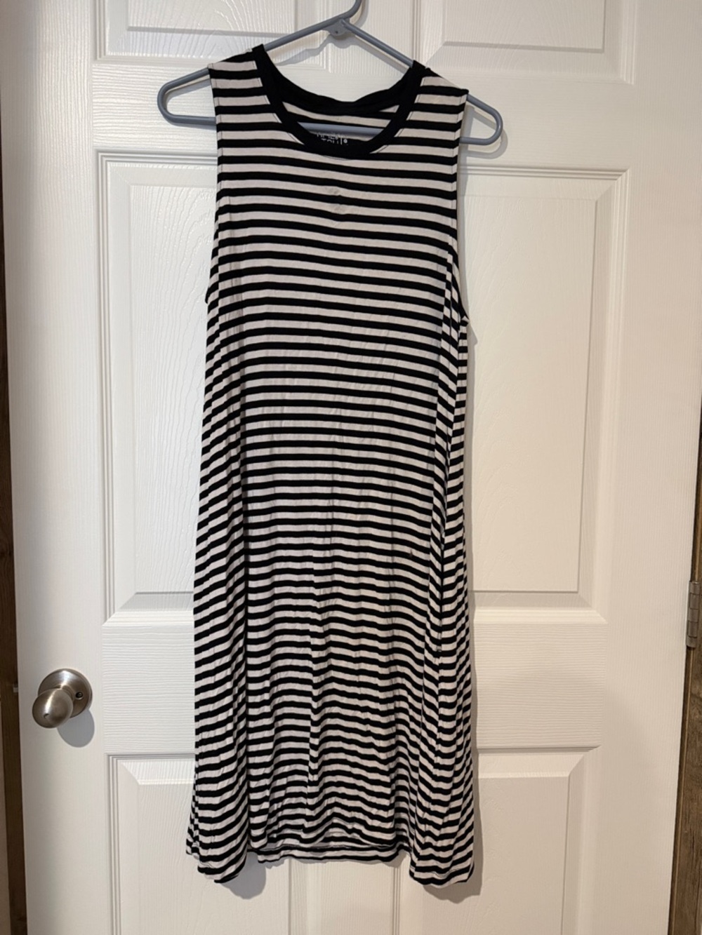 Time and Tru Black and White Striped Sleeveless Midi Dress